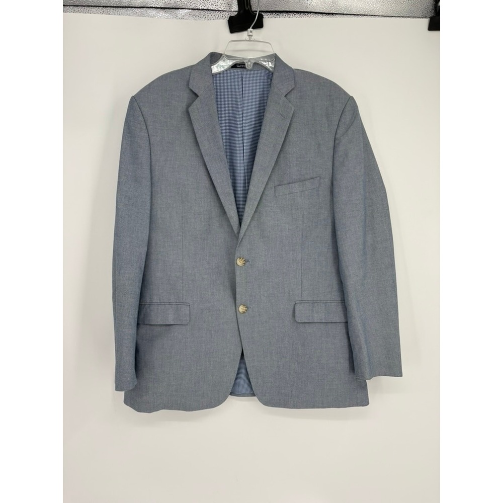 Saddlebred Blazer Mens 42R Blue Sport Coat Cotton Two Button Gingham Lining 42R‎